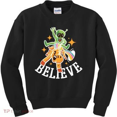 Believe Alien Unicorn Kids Sweatshirt