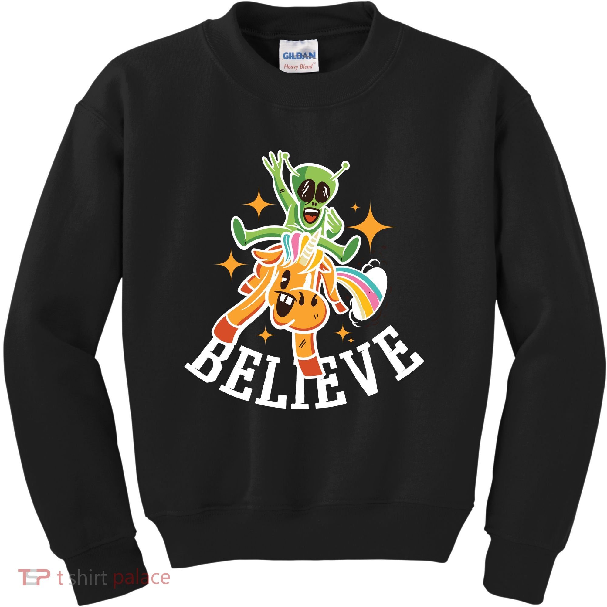 Believe Alien Unicorn Kids Sweatshirt