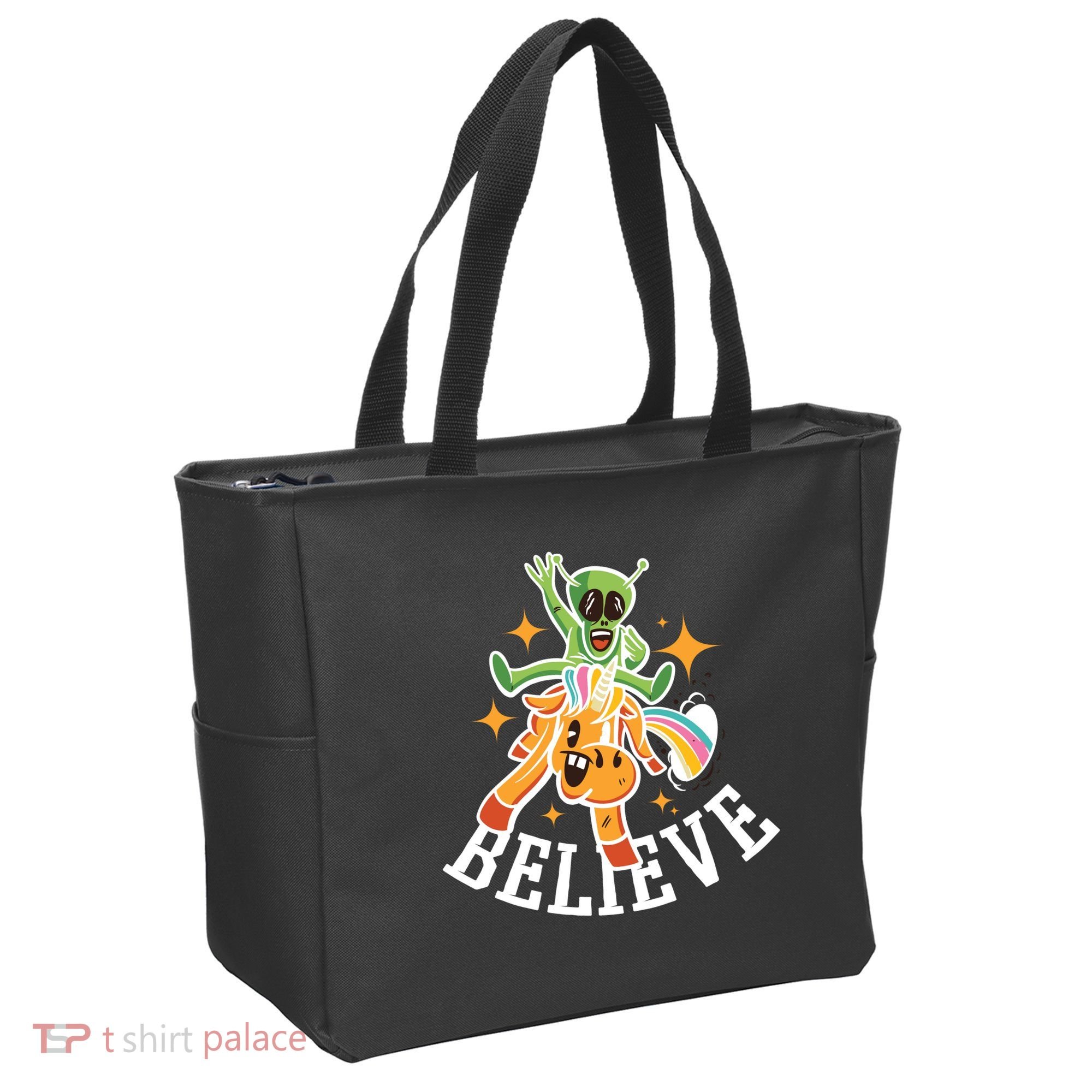 Believe Alien Unicorn Tote Bag
