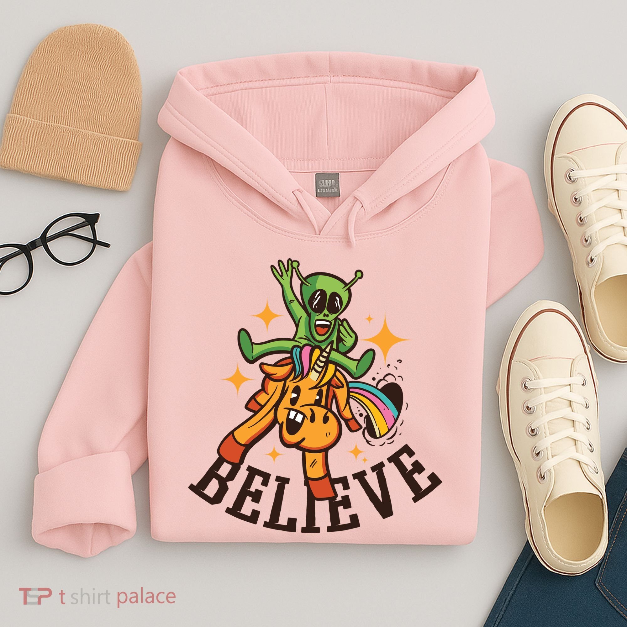 Believe Alien Unicorn Hoodie