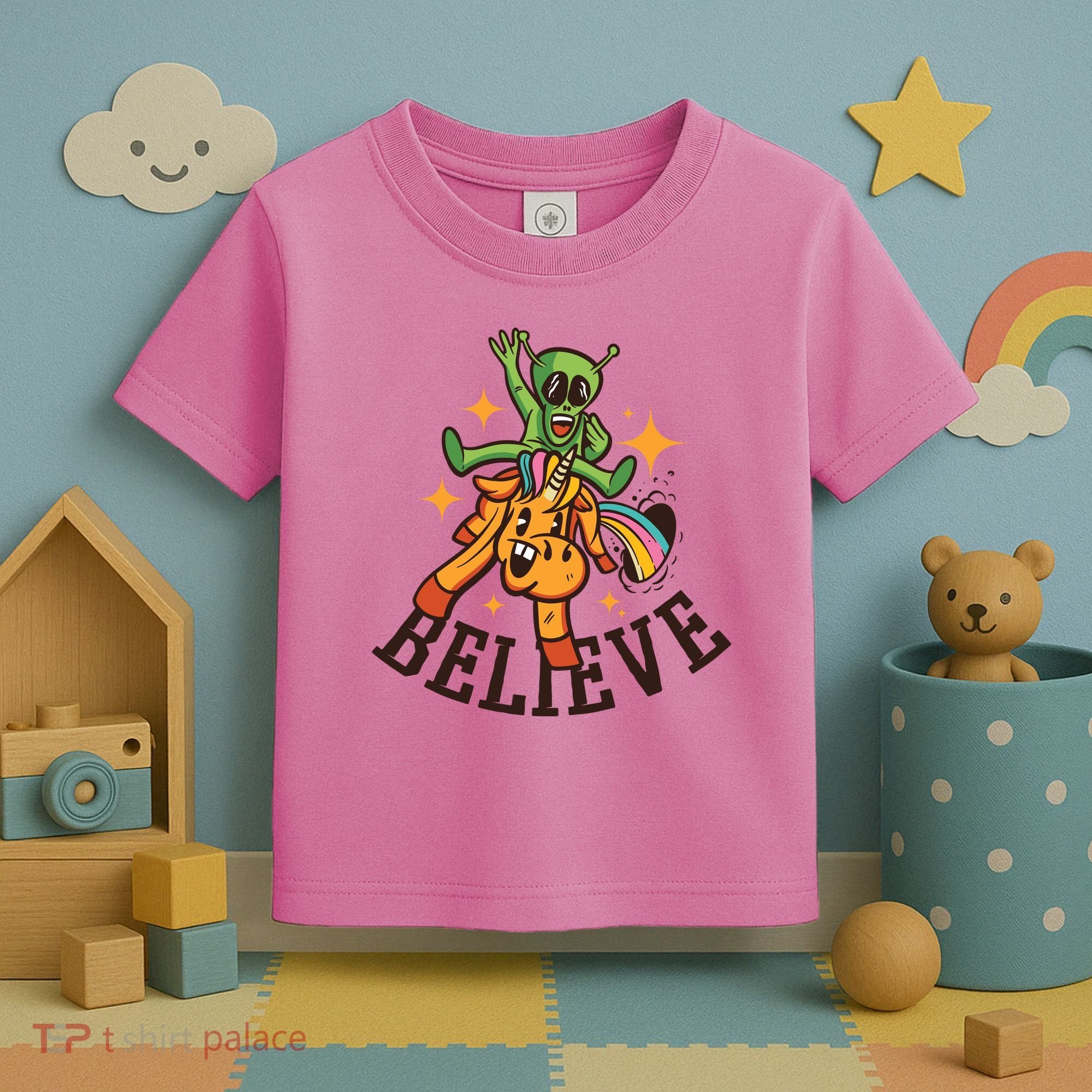 Believe Alien Unicorn Toddler T-Shirt