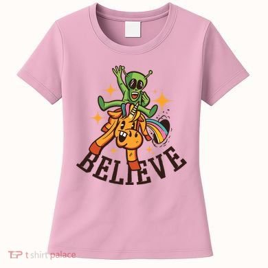 Believe Alien Unicorn Women's T-Shirt
