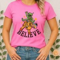 Believe Alien Unicorn Women's T-Shirt thumb 2
