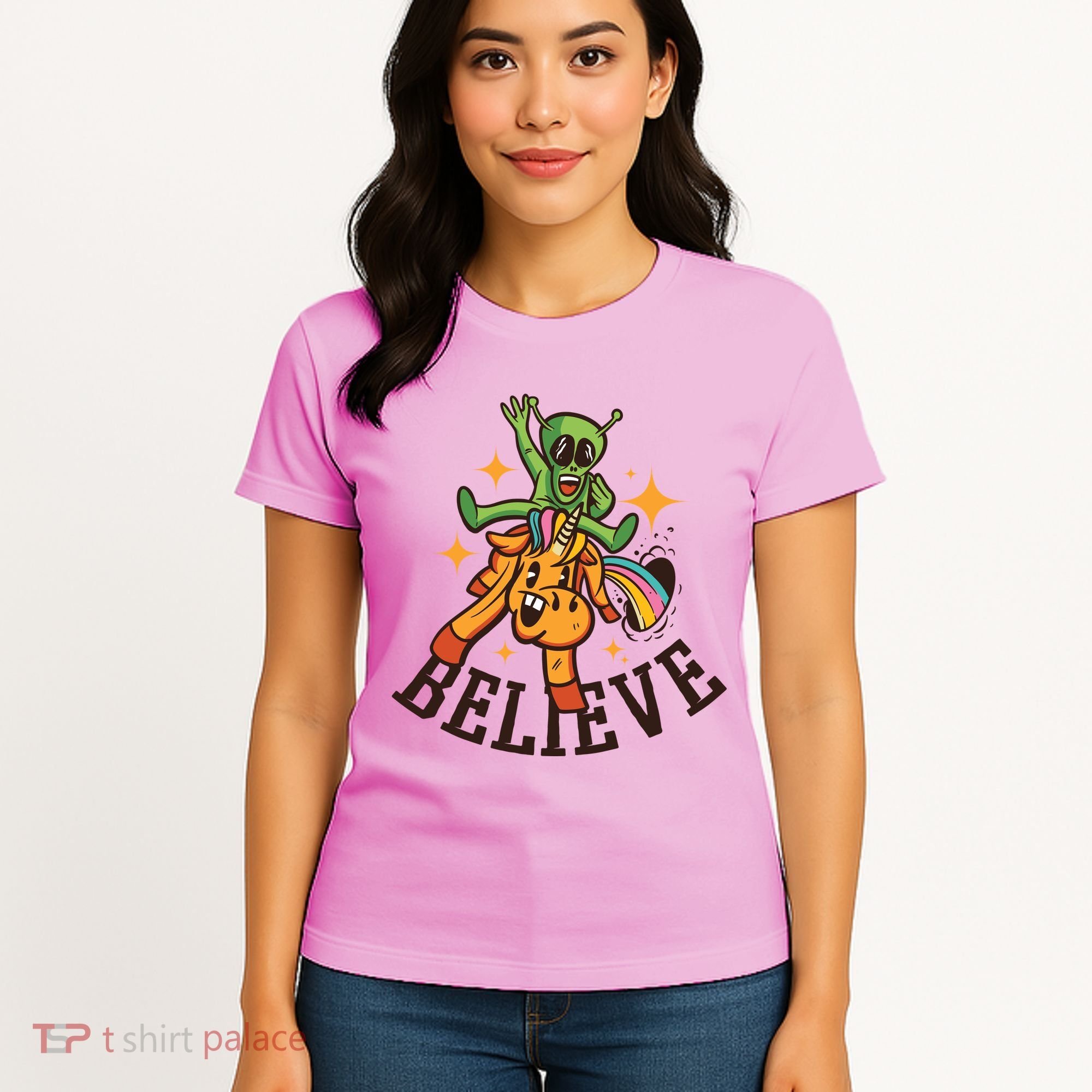 Believe Alien Unicorn Women's T-Shirt