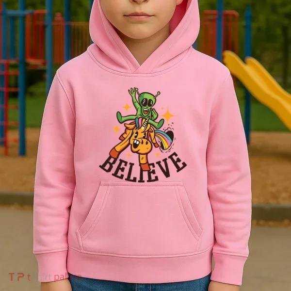 Believe Alien Unicorn Kids Hoodie
