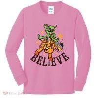 Believe Alien Unicorn Kids Long Sleeve Shirt thumb 0