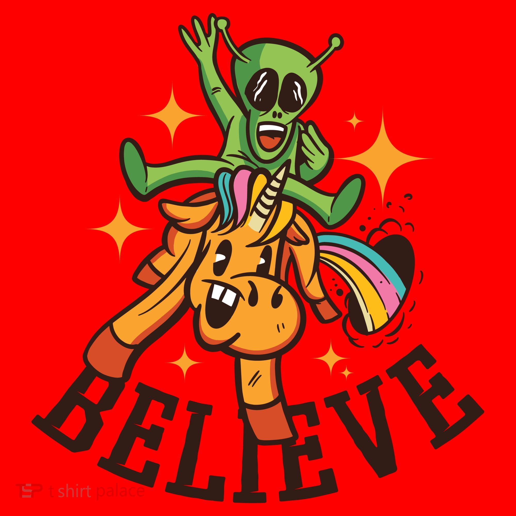 Believe Alien Unicorn Santa Hat