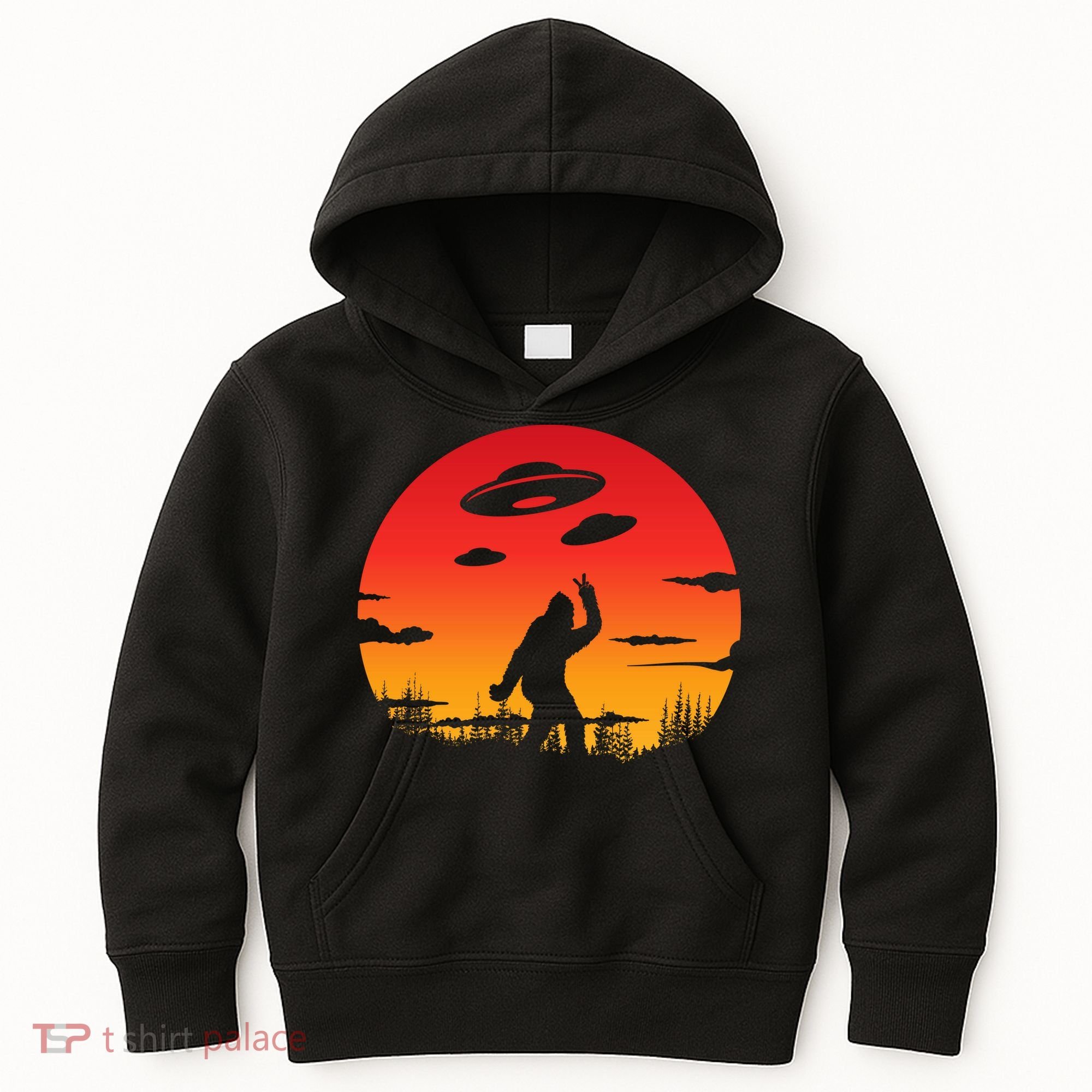 Believe Bigfoot UFO Kids Hoodie