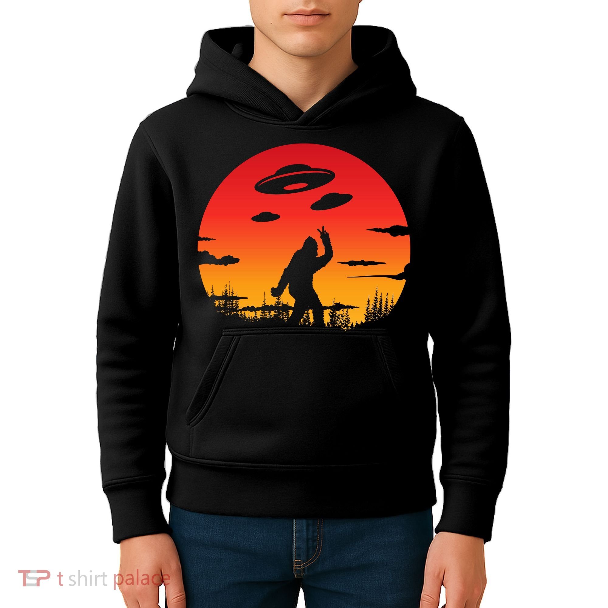 Believe Bigfoot UFO Kids Hoodie