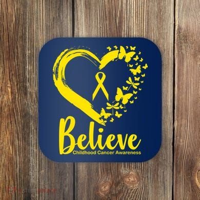 Believe Childhood Cancer Awareness Coaster