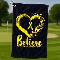 Believe Childhood Cancer Awareness Golf Towel thumb 1