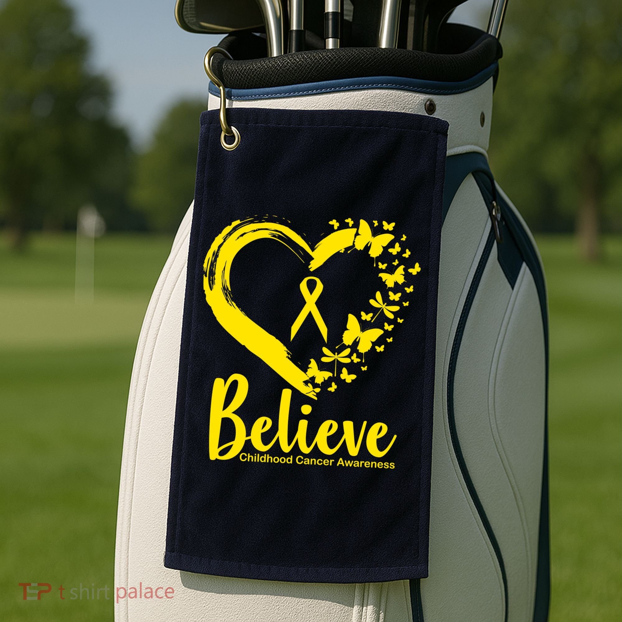 Believe Childhood Cancer Awareness Golf Towel