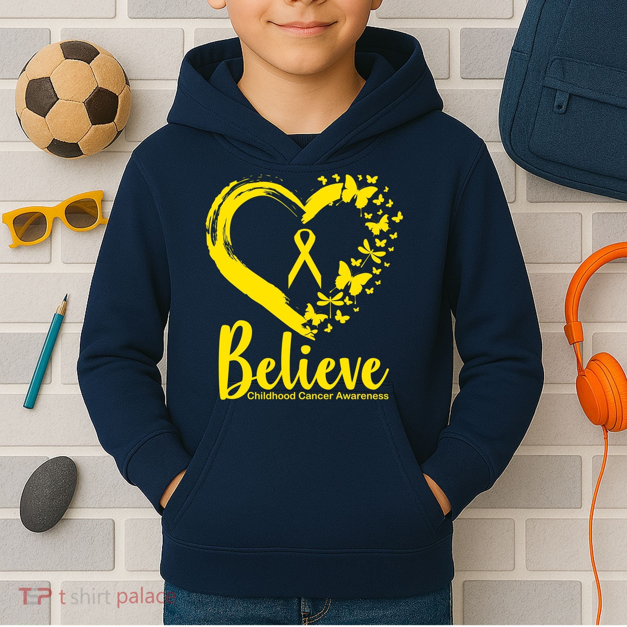 Believe Childhood Cancer Awareness Kids Hoodie