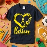 Believe Childhood Cancer Awareness Kids T-Shirt thumb 3