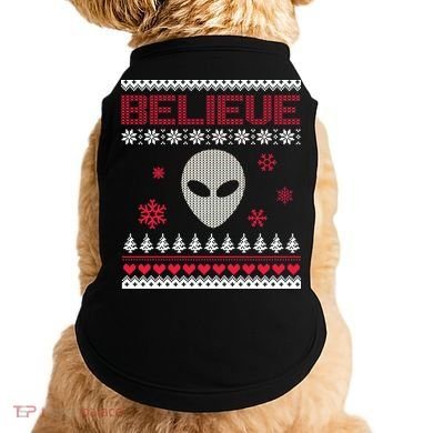 Believe In Aliens Ugly Christmas Doggie Tank