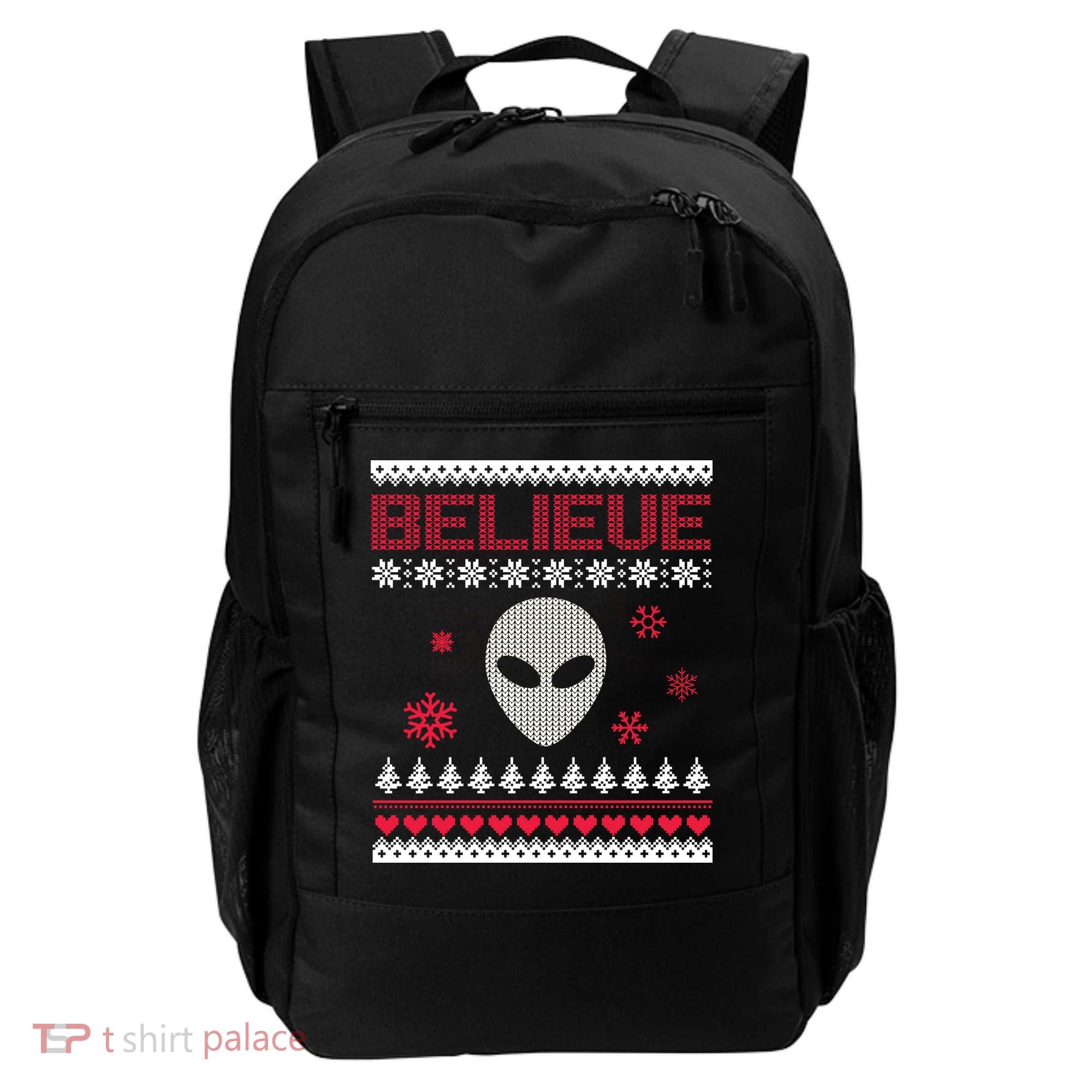 Believe In Aliens Ugly Christmas Backpack