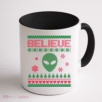 Believe In Aliens Ugly Christmas Coffee Mug thumb 1
