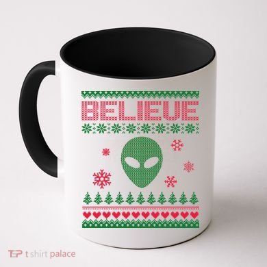 Believe In Aliens Ugly Christmas Coffee Mug