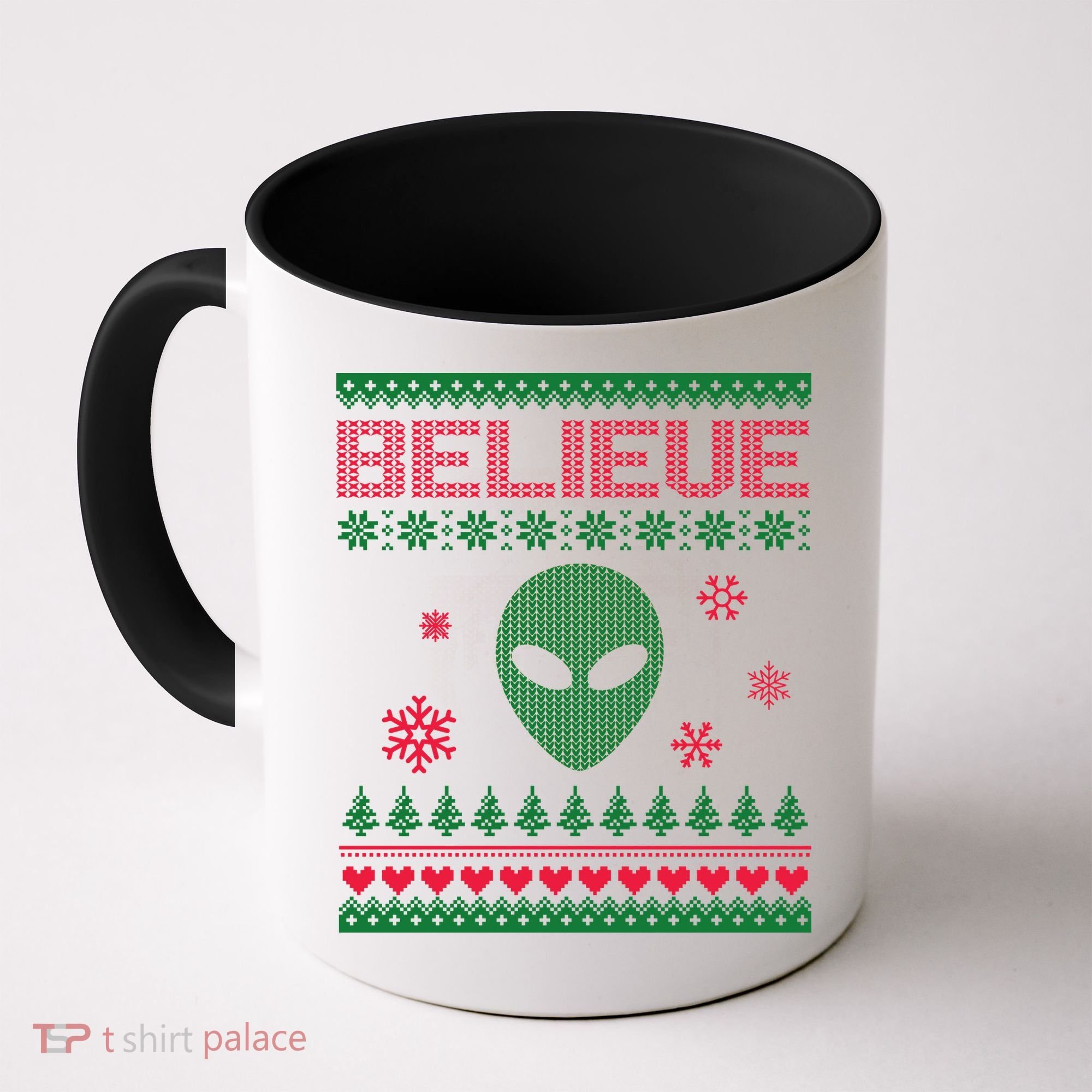 Believe In Aliens Ugly Christmas Coffee Mug