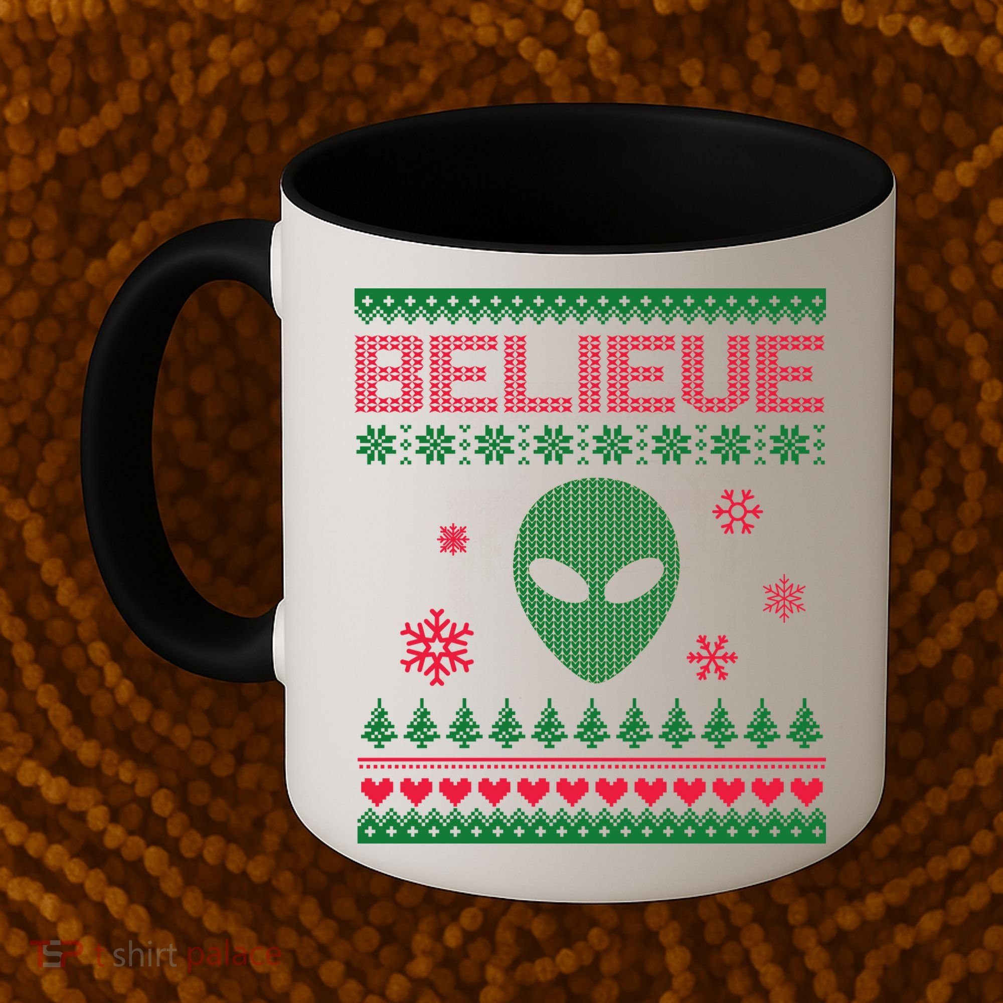 Believe In Aliens Ugly Christmas Coffee Mug
