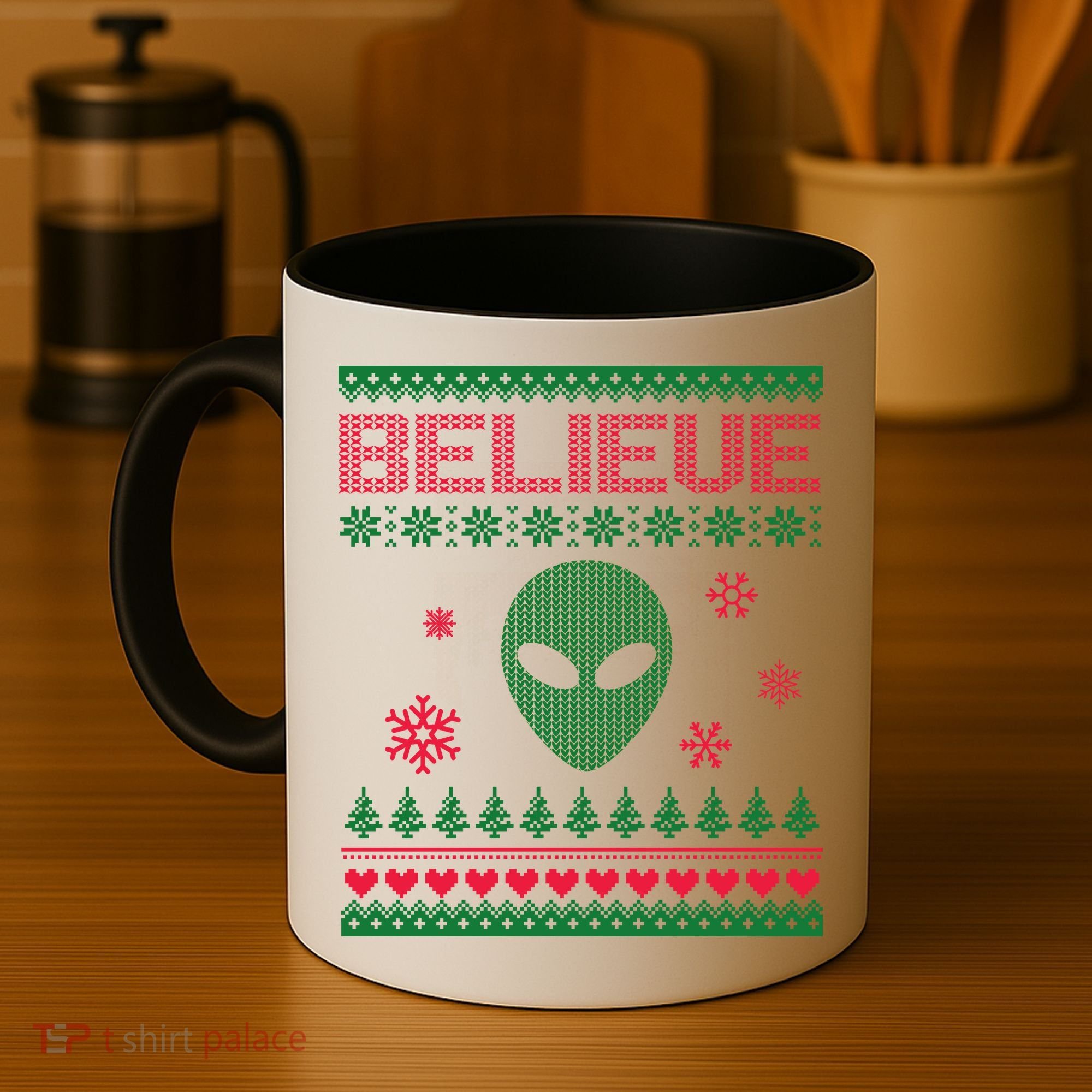 Believe In Aliens Ugly Christmas Coffee Mug