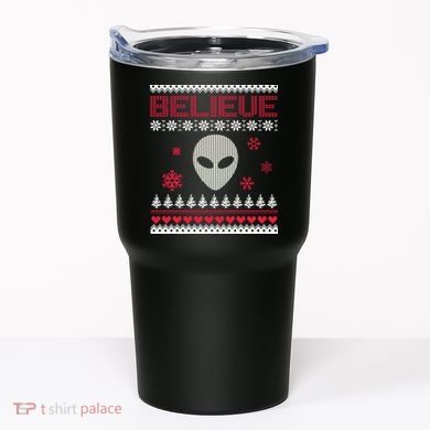 Believe In Aliens Ugly Christmas Tumbler