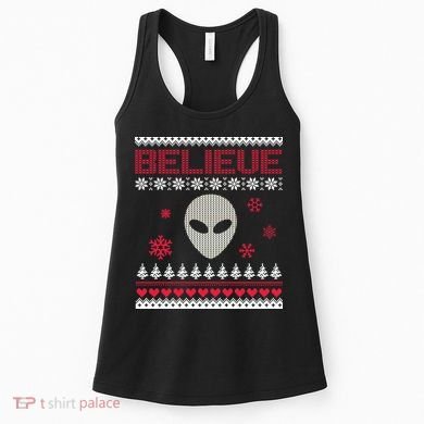 Believe In Aliens Ugly Christmas Women's Tank Top