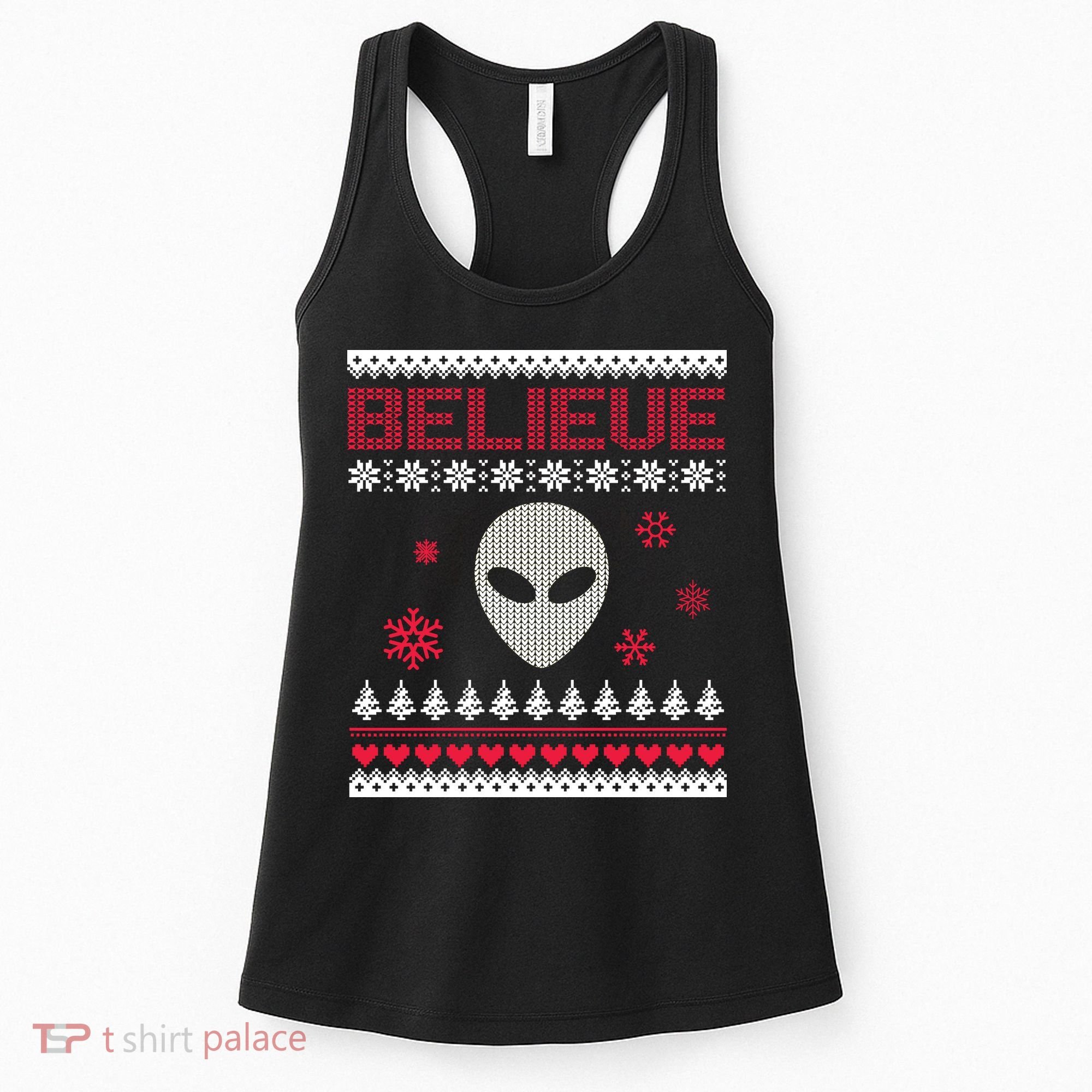 Believe In Aliens Ugly Christmas Women's Tank Top
