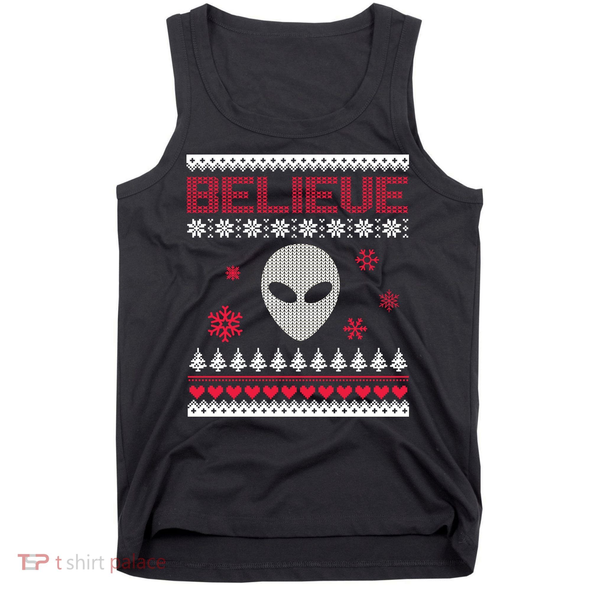 Believe In Aliens Ugly Christmas Tank Top