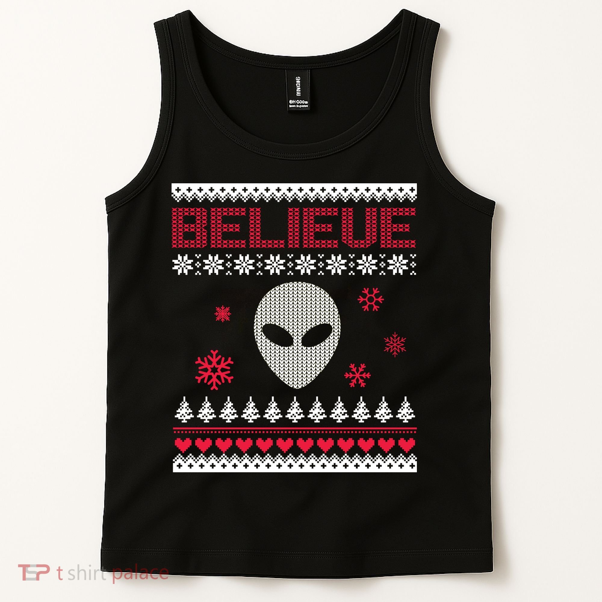 Believe In Aliens Ugly Christmas Tank Top