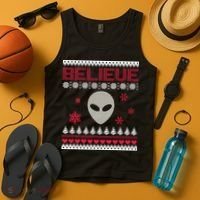 Believe In Aliens Ugly Christmas Tank Top thumb 4