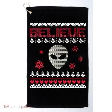 Believe In Aliens Ugly Christmas Golf Towel