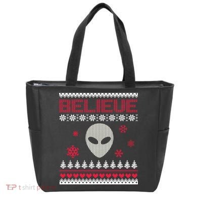 Believe In Aliens Ugly Christmas Tote Bag