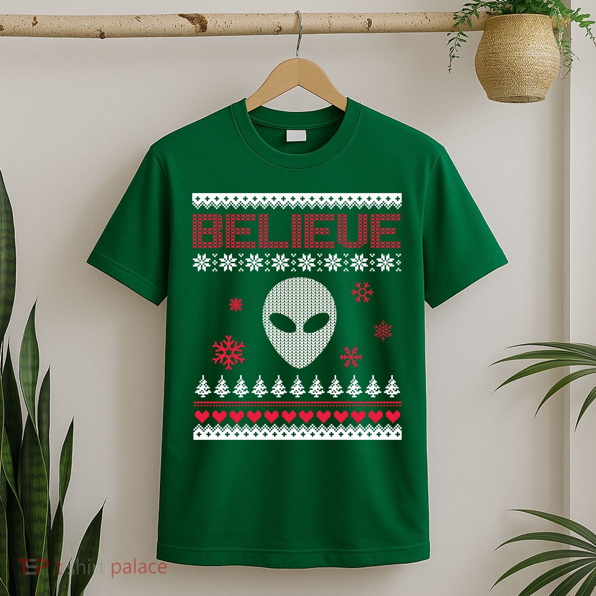 Believe In Aliens Ugly Christmas T-Shirt