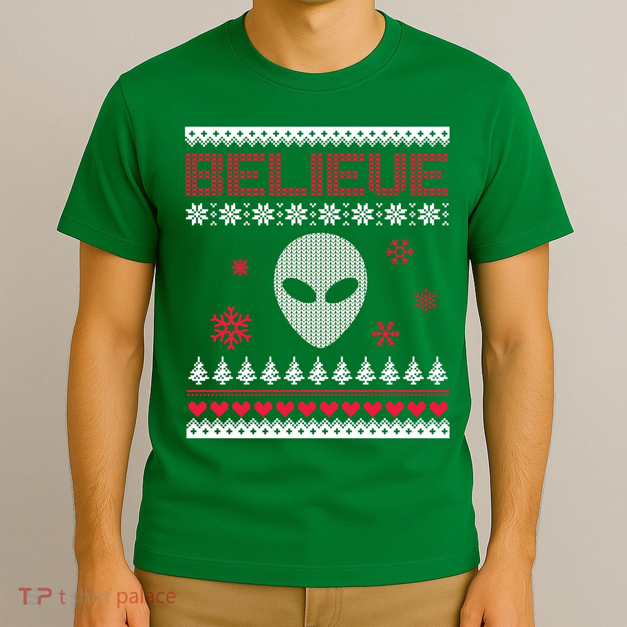 Believe In Aliens Ugly Christmas T-Shirt