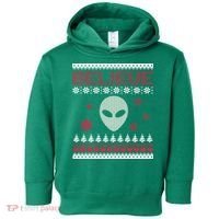 Believe In Aliens Ugly Christmas Toddler Hoodie thumb 0