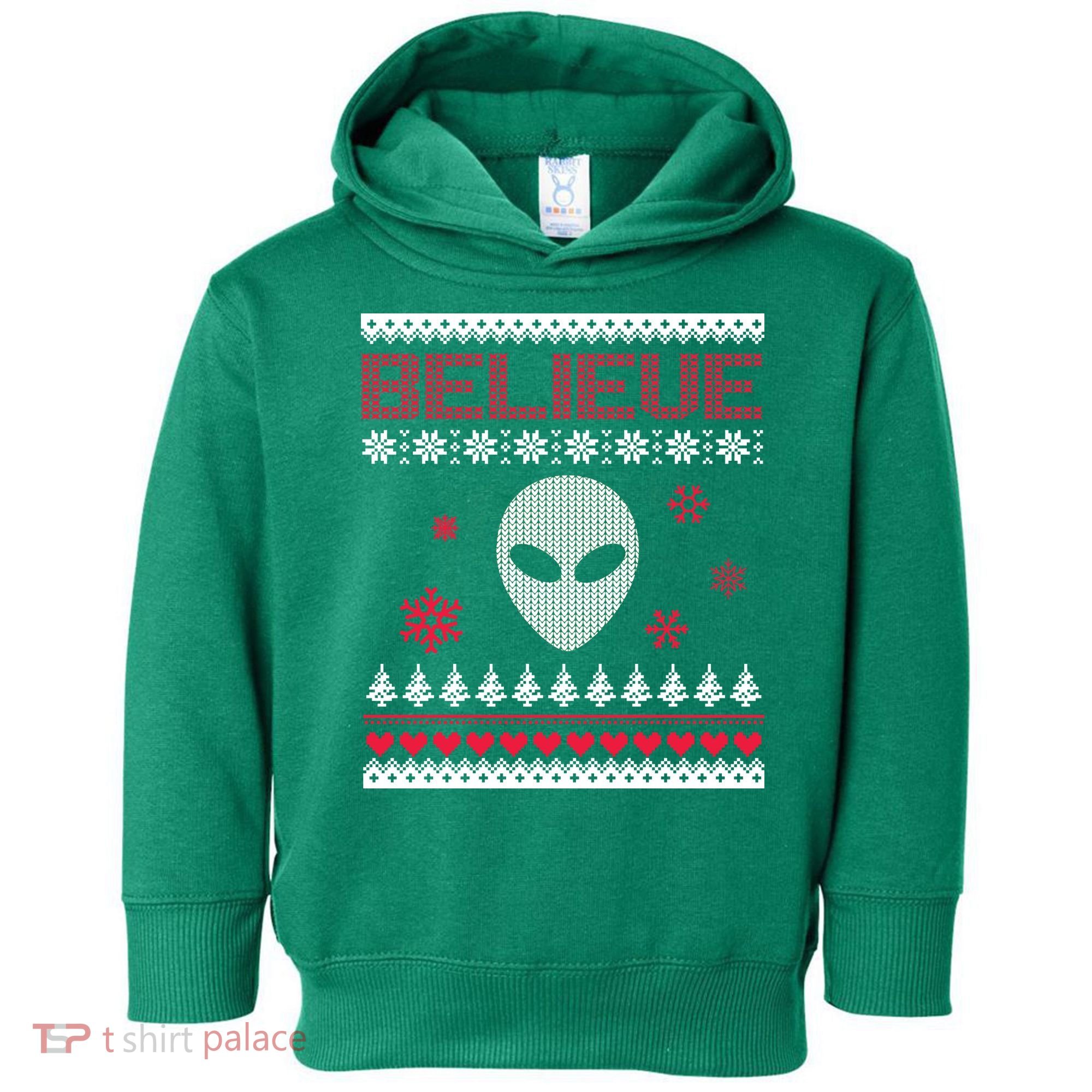 Believe In Aliens Ugly Christmas Toddler Hoodie