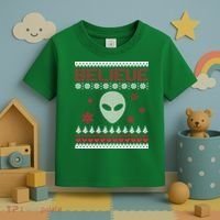 Believe In Aliens Ugly Christmas Toddler T-Shirt thumb 3