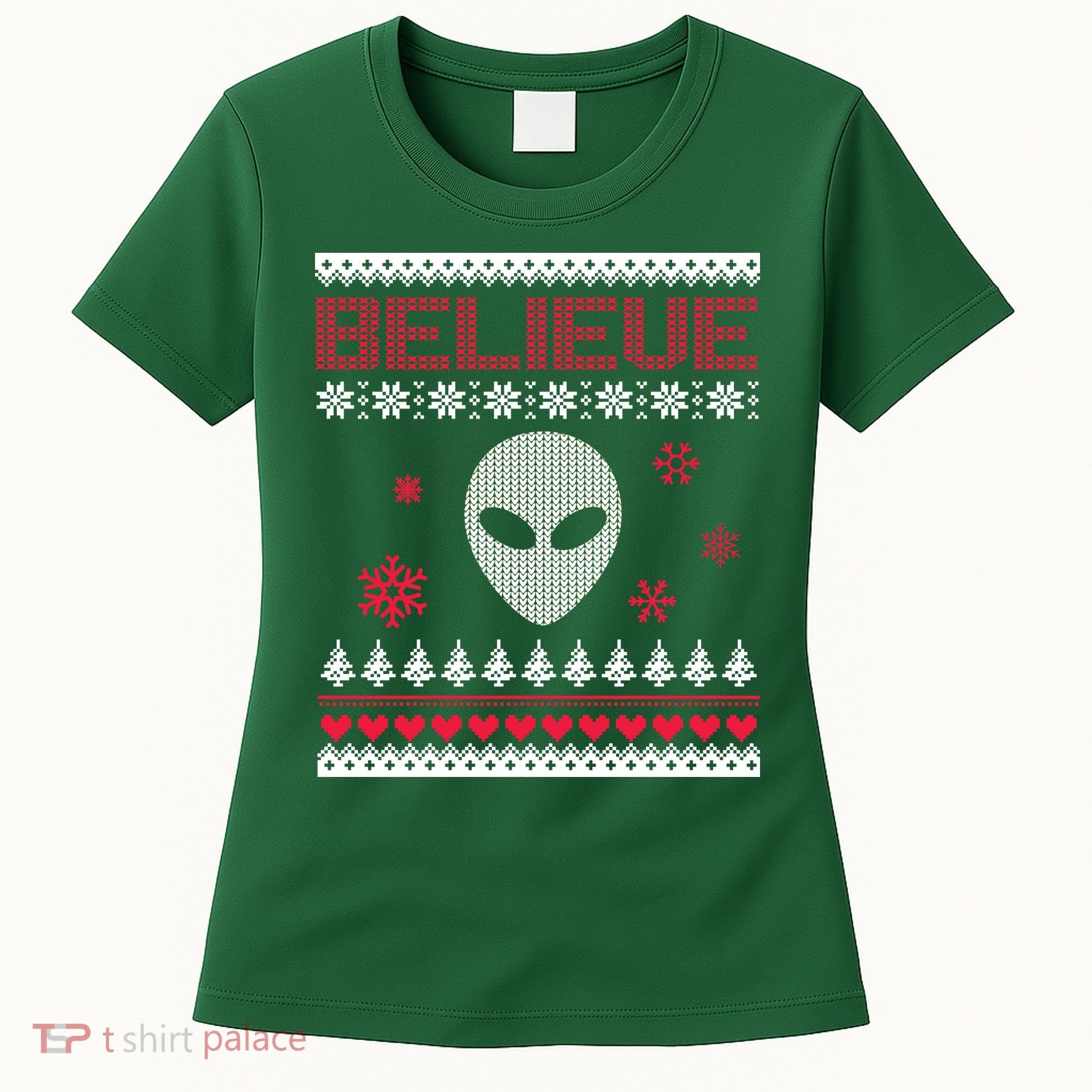 Believe In Aliens Ugly Christmas Women's T-Shirt