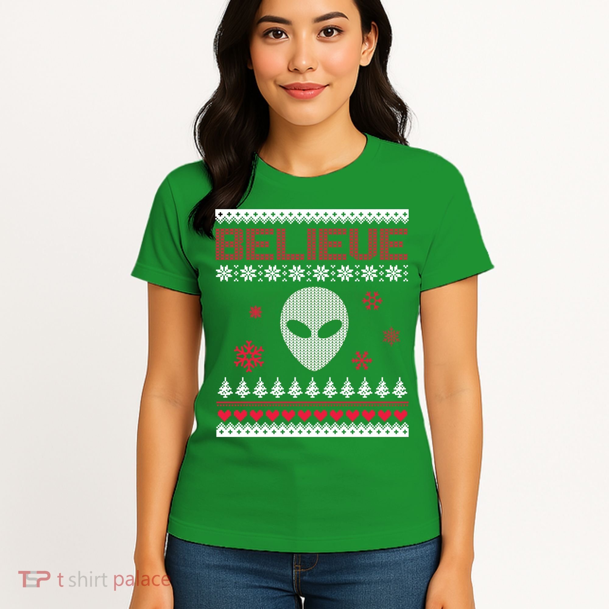 Believe In Aliens Ugly Christmas Women's T-Shirt