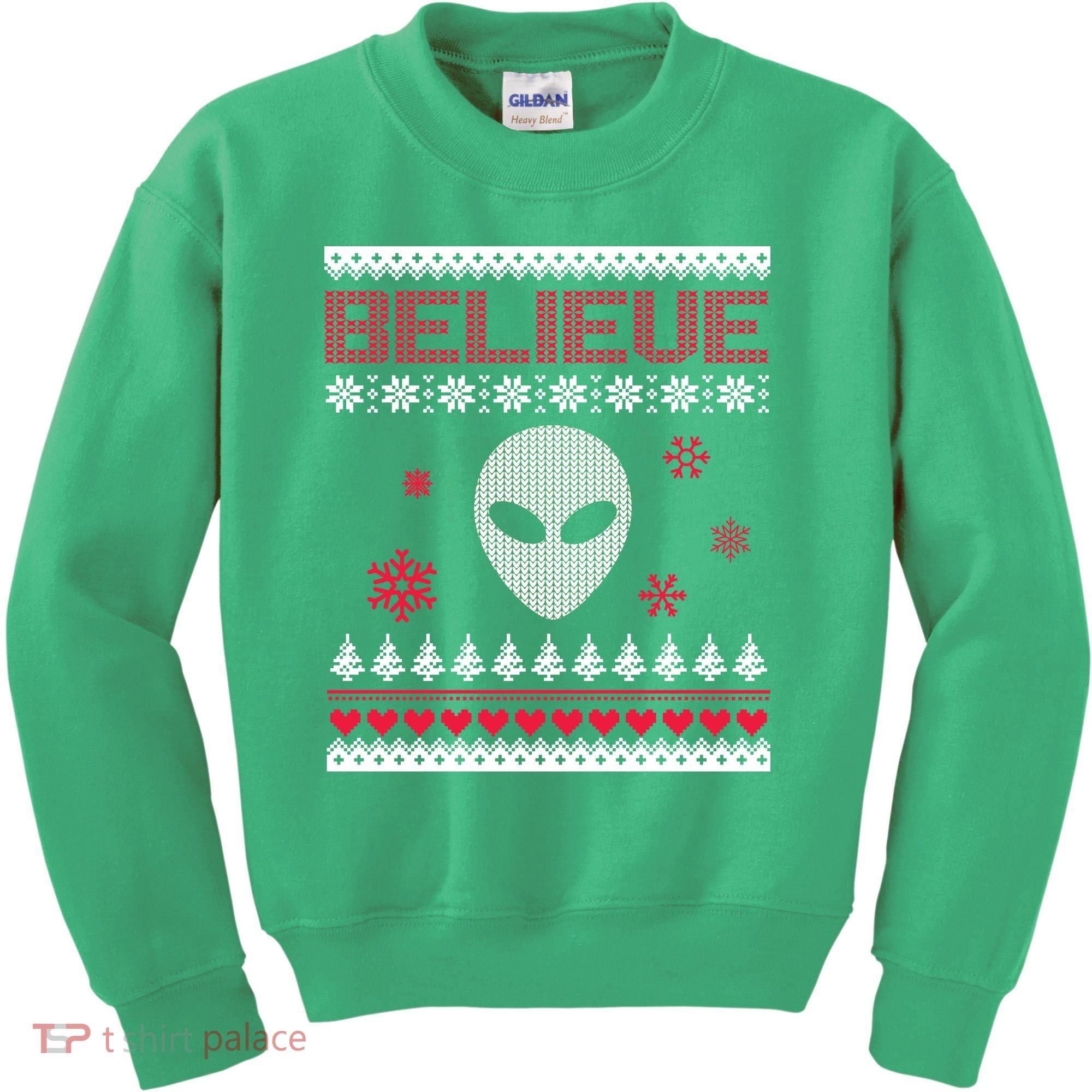 Believe In Aliens Ugly Christmas Kids Sweatshirt