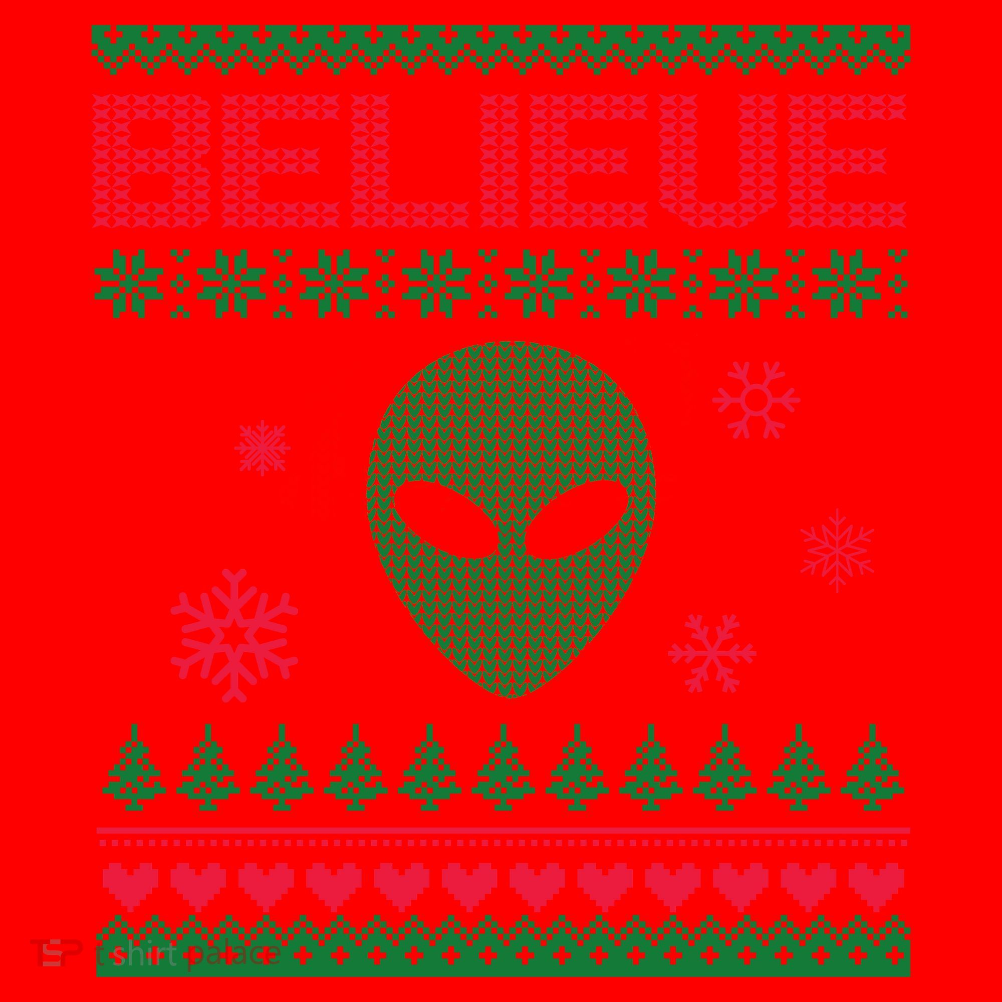 Believe In Aliens Ugly Christmas Santa Hat