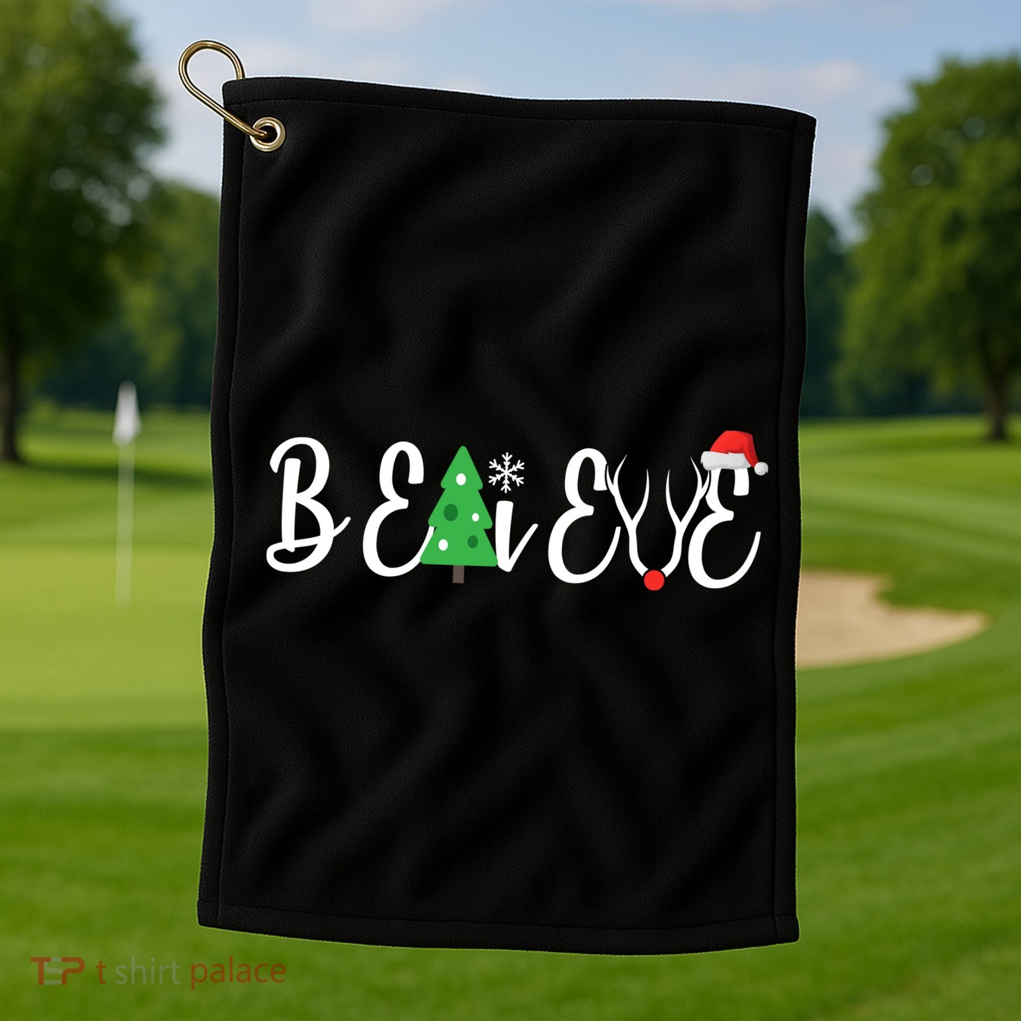 Believe In Christmas Cute Golf Towel