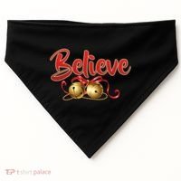 Believe In Christmas Jingle Bells USA-Made Doggie Bandana thumb 0