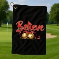 Believe In Christmas Jingle Bells Golf Towel thumb 1