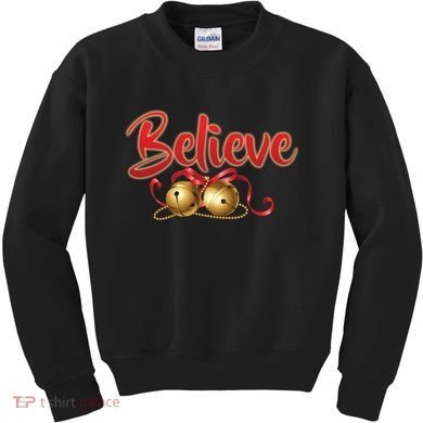 Believe In Christmas Jingle Bells Kids Sweatshirt