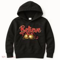Believe In Christmas Jingle Bells Kids Hoodie thumb 0