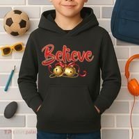Believe In Christmas Jingle Bells Kids Hoodie thumb 2