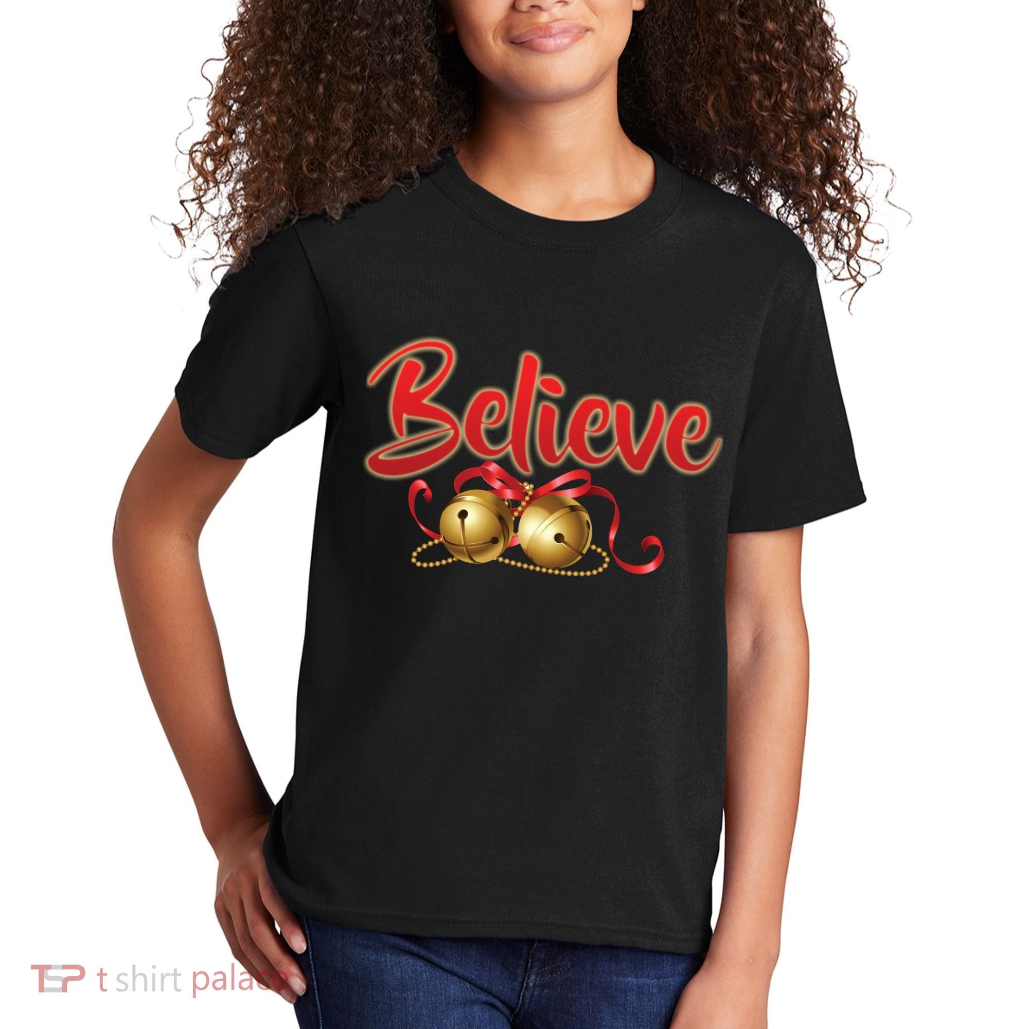 Believe In Christmas Jingle Bells Kids T-Shirt