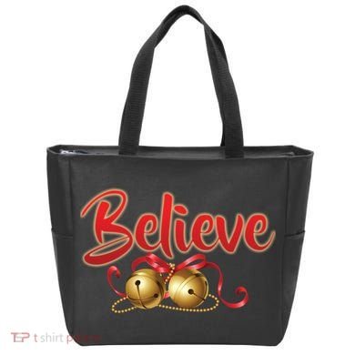 Believe In Christmas Jingle Bells Tote Bag